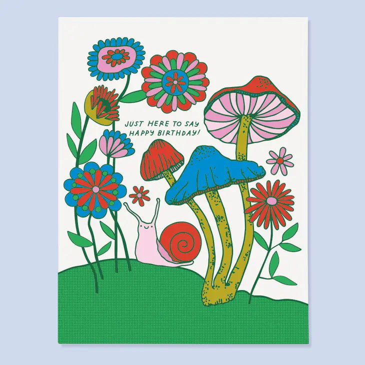 Snail + Mushrooms Birthday Card