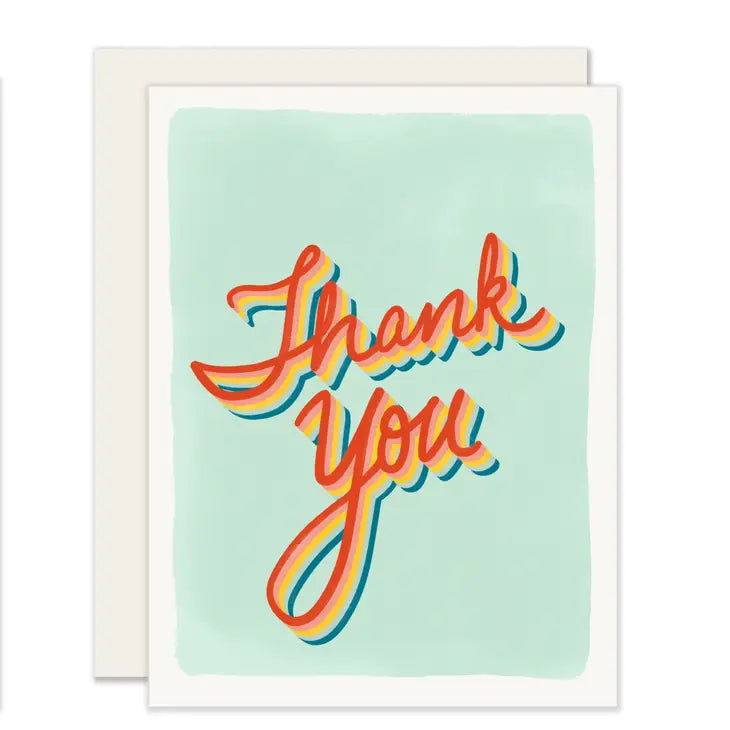 Retro Script Thank You Card