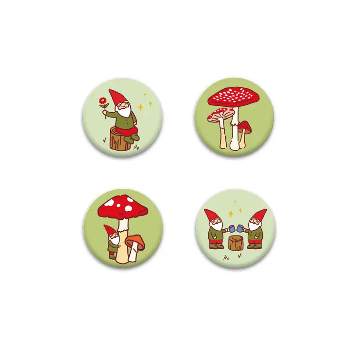 Gnome Mushroom Magnet Set