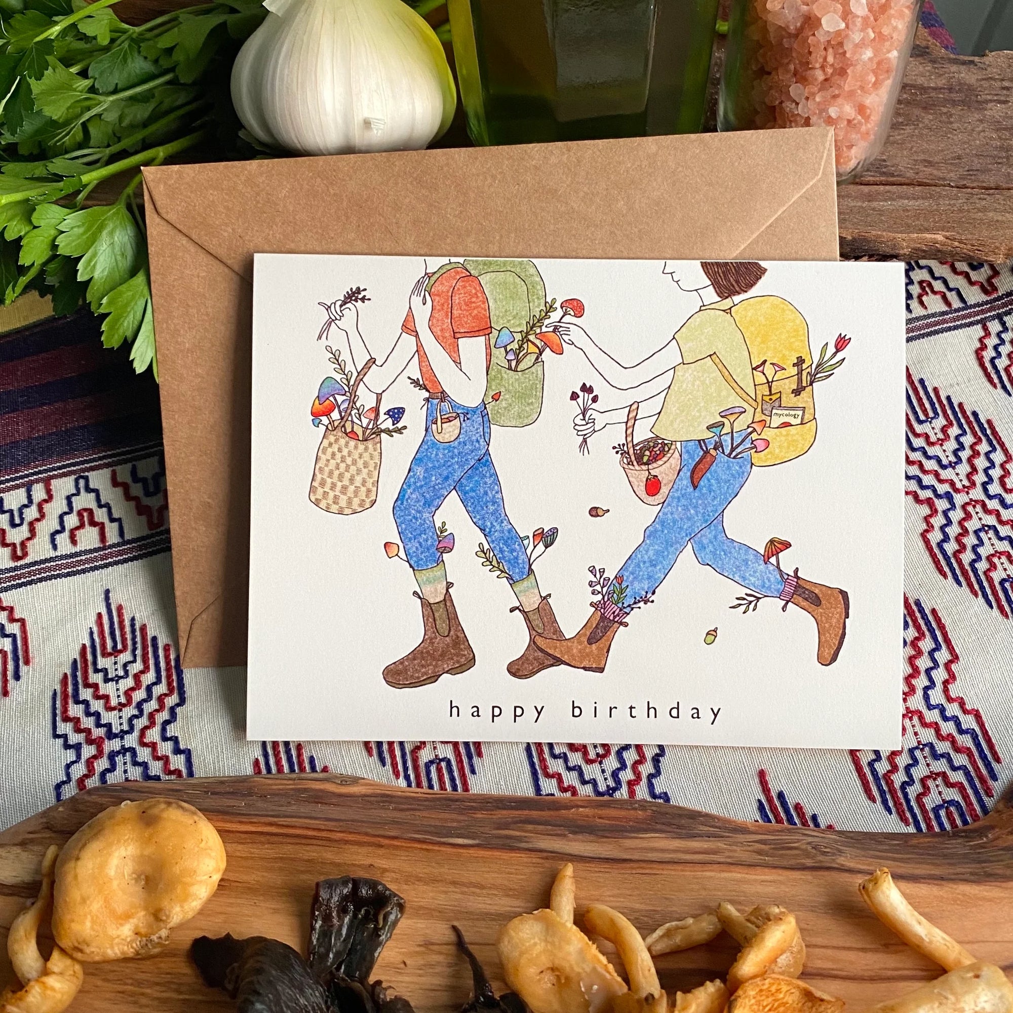 Mushroom Foraging Bday Card