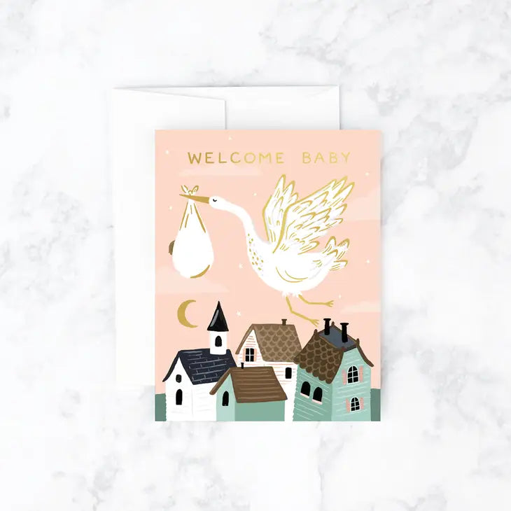 Stork Welcome Baby Card