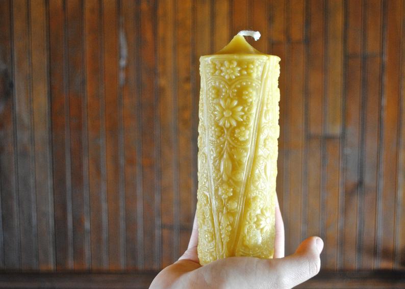 1800's Beeswax Flower Pillar