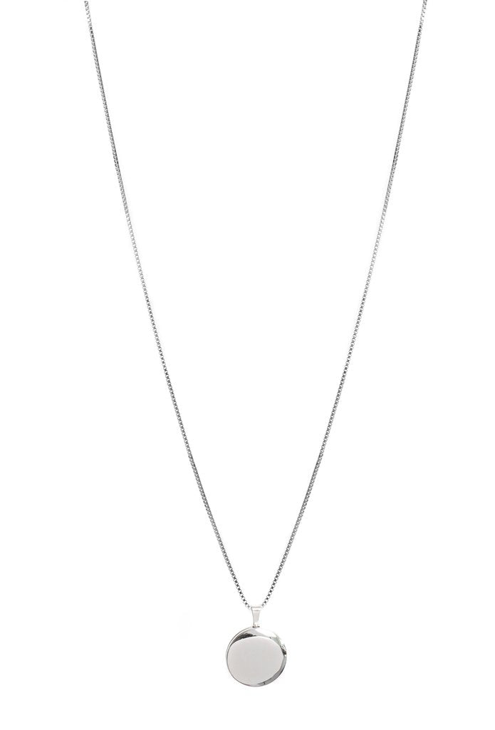 Lisbeth Classic Locket Necklace available in gold and silver.