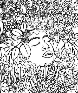 Women + Patterns + Plants Colouring Book
