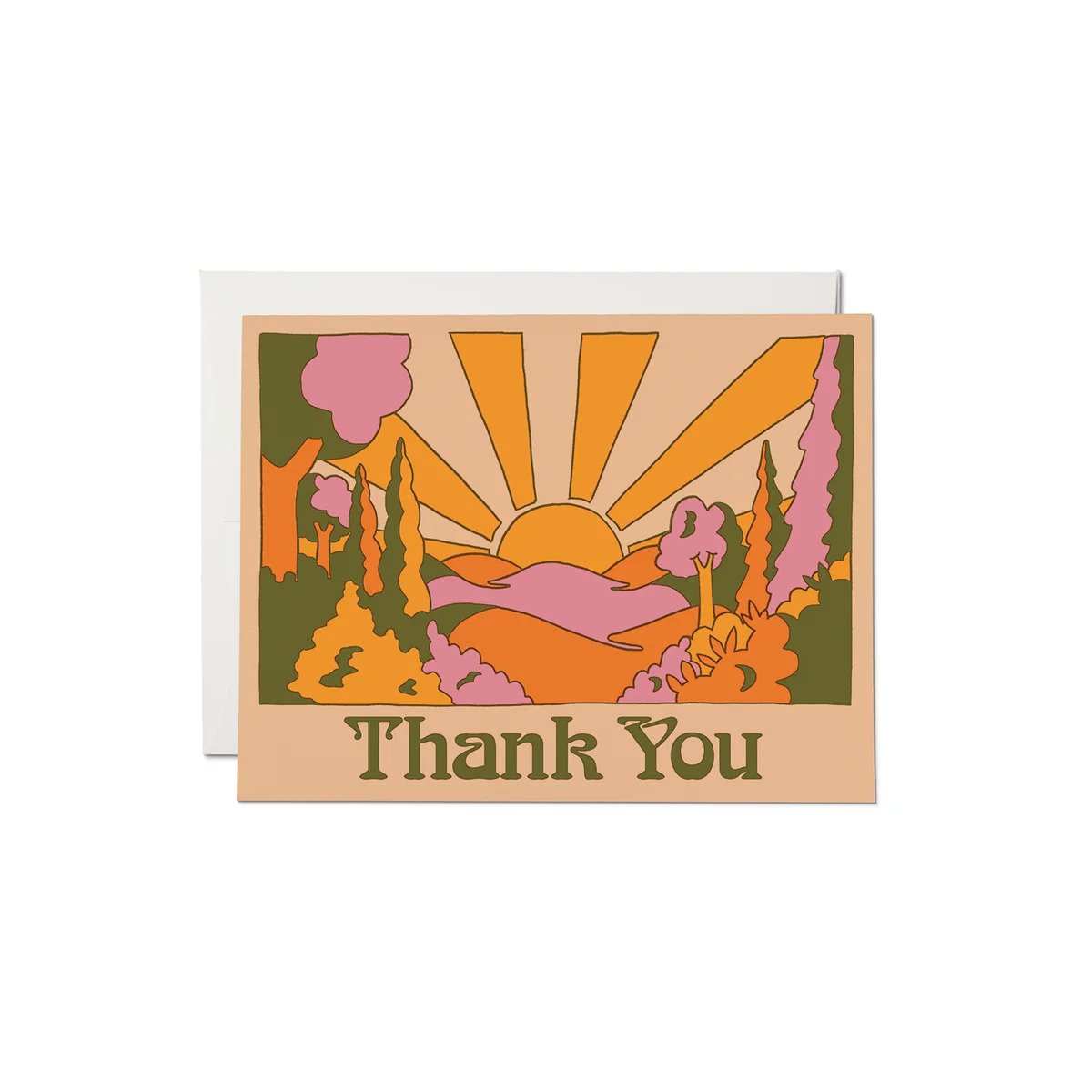 Retro Sunrise Thank You Card
