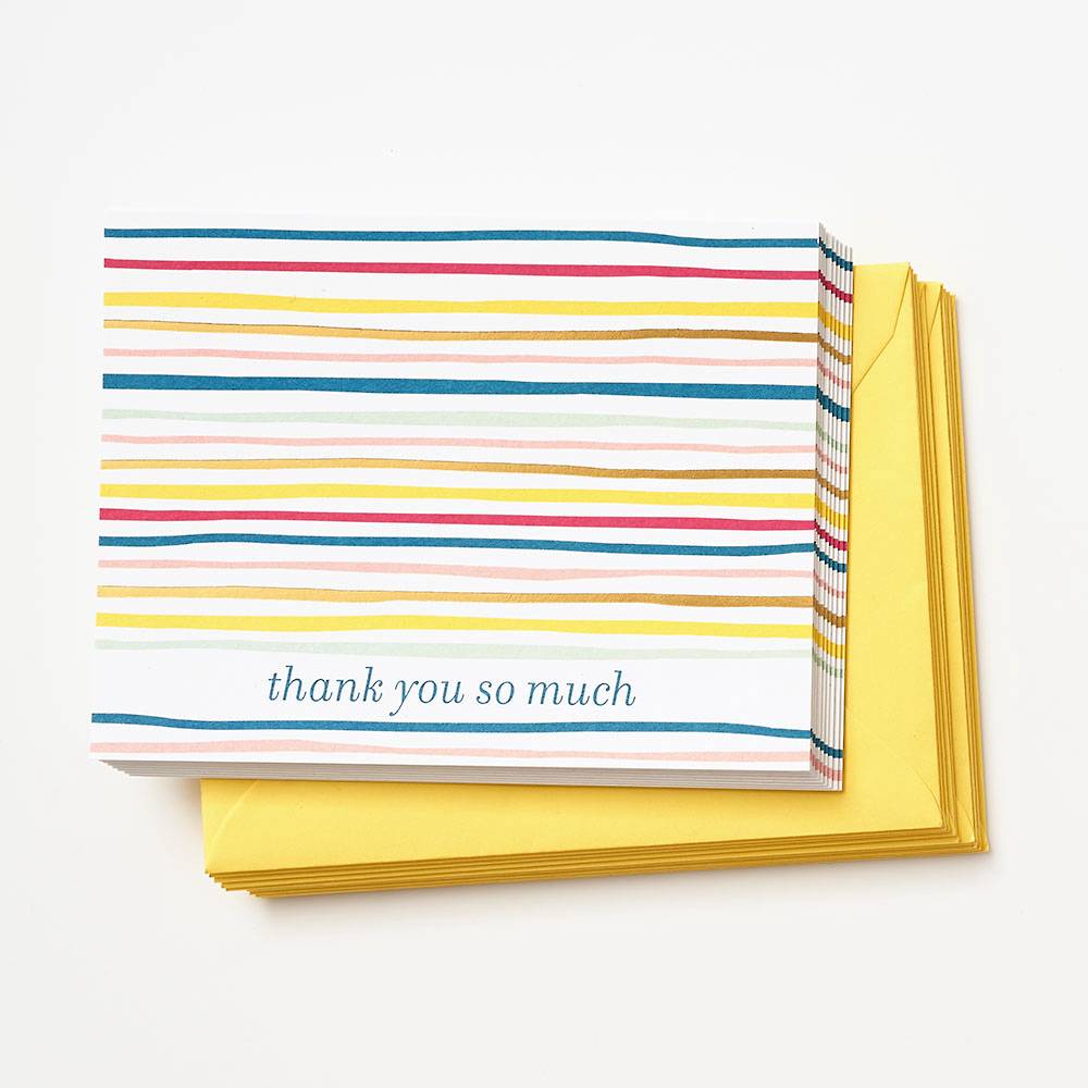 Colourful Striped Thank You Boxed Cards