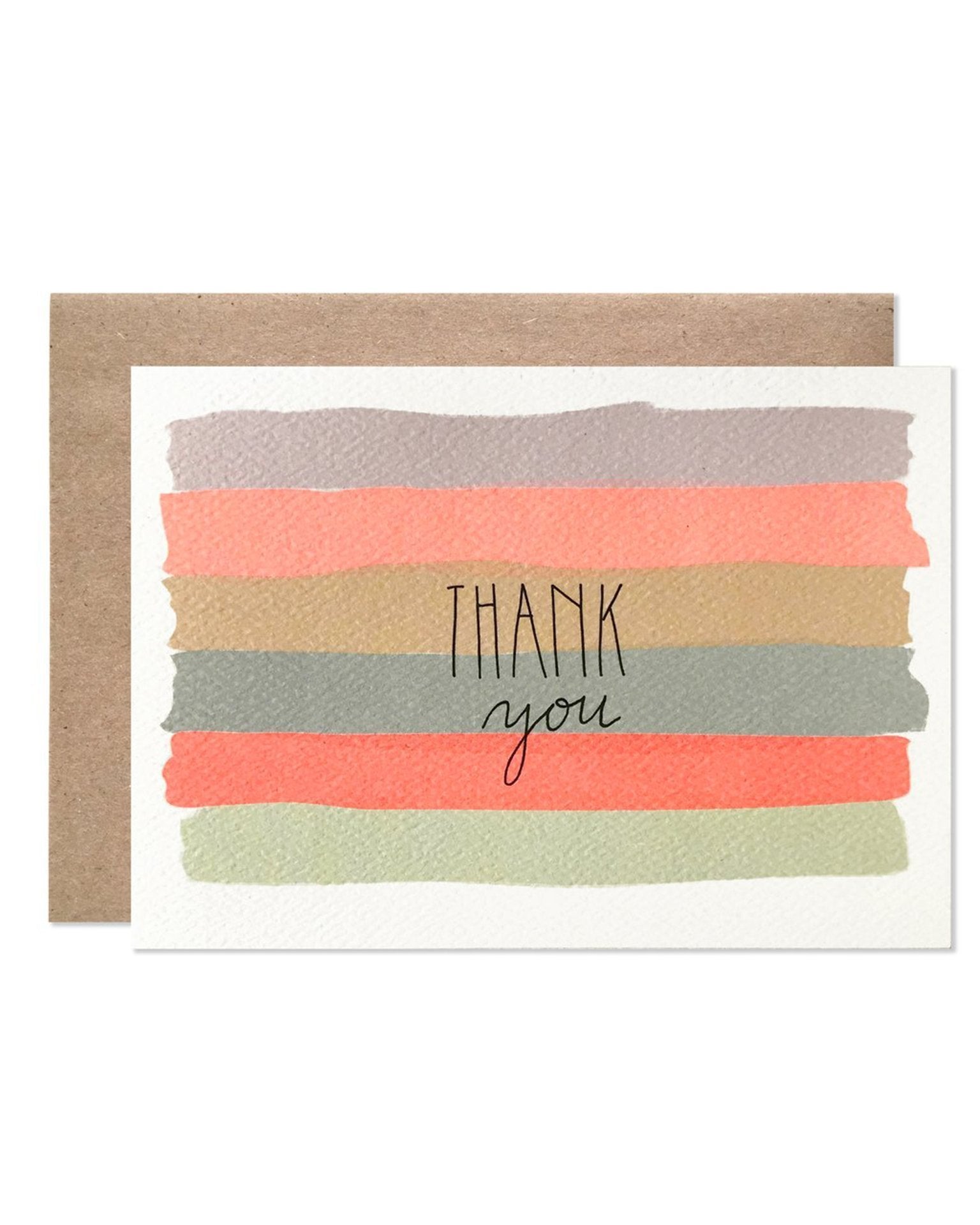 Thank You Watercolour Stripe Cards